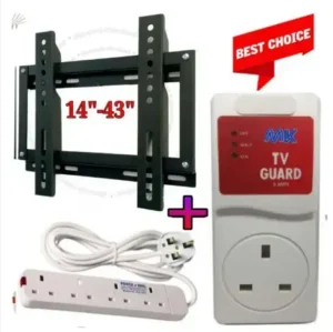 TV Wall Mount 14–43 Inch + Free TV Guard & 4-Way Extension