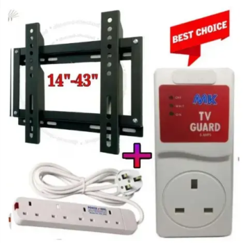 TV Wall Mount 14–43 Inch + Free TV Guard & 4-Way Extension
